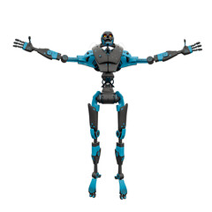 skeleton robot is floating on white background