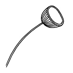 Flower. Isolated black line illustration. Stylized wild flower. Hand drawn doodle sketch. Black silhouette on white background.