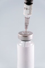 Coronavirus vaccine. Medical bottle with vaccine or medicine.