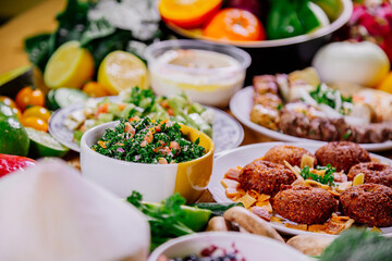 Healthy food clean eating selection: fruit, vegetable, seeds, superfood, leaf vegetable and mediterranean dishes. Detox and clean diet. Foods high in vitamins, minerals and antioxidants.