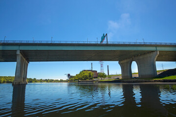 Fototapeta premium Charter Oak Bridge over the Connecticut River in Hartford in June.