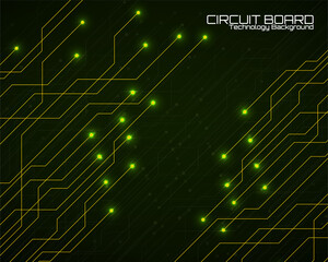 High-tech background with glowing circuit board, neon technology design. Vector illustration