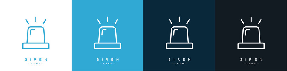 Siren. Set of flashing lights logos. Siren for police, ambulance or fire truck. Emergency signals. Vector illustration