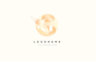 dynamic logo, letter G flow circle, watercolor circle letter G, feminine logo design. flow logo