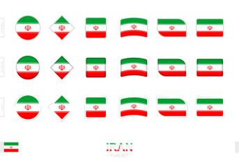 Iran flag set, simple flags of Iran with three different effects.