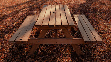 Park bench and table