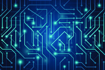 Digital technology blue banner concept background with line effect technology, vector illustration for graphic design