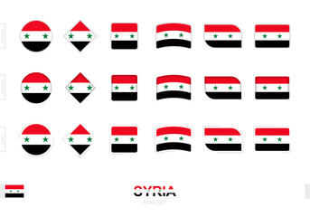 Syria flag set, simple flags of Syria with three different effects.