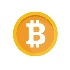 Bitcoin coin isolated on white background. Cryptocurrency. Stock market electronic money. Blockchain, ico, fintech net banking element.