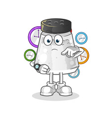 salt with wristwatch cartoon. cartoon mascot vector