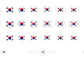 South Korea flag set, simple flags of South Korea with three different effects.