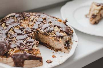chocolate vegan cake on a plate