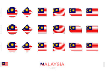 Malaysia flag set, simple flags of Malaysia with three different effects.