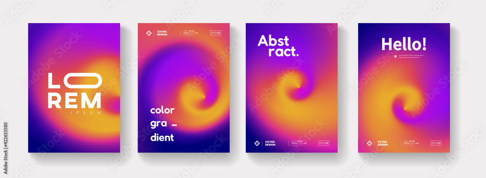 Poster set of abstract gradient swirl posters. modern colorful fluid backgrounds collection. minimal backdr