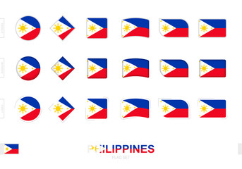 Philippines flag set, simple flags of Philippines with three different effects.