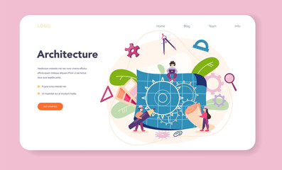 Architecture web banner or landing page. Idea of building project