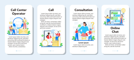 Call center or technical support mobile application banner set
