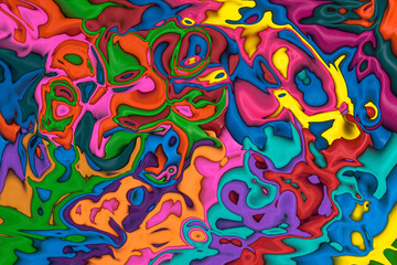 Distorted liquify colourful background. Vibrant saturated swirls and patterns