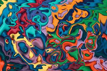 Fototapeta na wymiar Distorted liquify colourful background. Vibrant saturated swirls and patterns