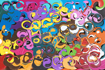 Distorted liquify colourful background. Vibrant saturated swirls and patterns