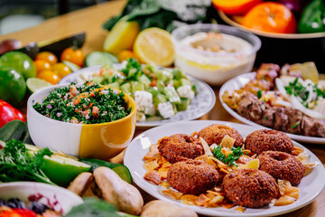 Healthy food clean eating selection: fruit, vegetable, seeds, superfood, leaf vegetable and mediterranean dishes. Detox and clean diet. Foods high in vitamins, minerals and antioxidants.