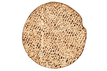 Matzah Shmurah. Jewish traditional Passover bread. Pesach celebration symbol. Closeup