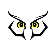 Obraz premium logo owl, yellow eyes, wisdom, night bird