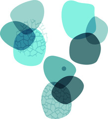 Vector set : simple abstract free forms in blue and gray colors with graphic texture. Minimalism, overlay, flat design. Elements for print , card, poster.