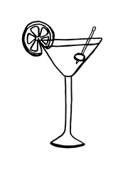 martini glass with olives