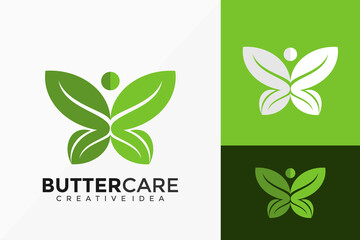 Butterfly with Leaf health care Logo Vector Design. Abstract emblem  designs concept  logos  logotype element for template.