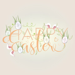Happy easter card. Decorated easter eggs - Vector