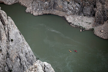Obraz premium Rafting on the Dark Canyon in district of Kemaliye (Egin), Erzincan, Turkey. Kemaliye is extreme sport center in Eastern Turkey.