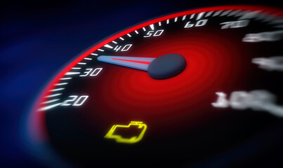 Car speedometer effect of movement and speed 3d