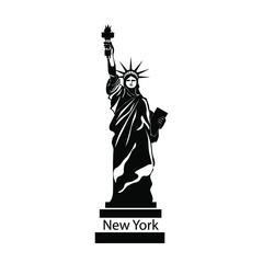 New York, USA. The Statue of Liberty. Vector Illustration , black silhouette. 