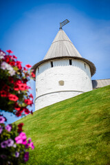 Russia, Kazan, August 11, 2018: view of the white tower of the Kazan Kremlin
