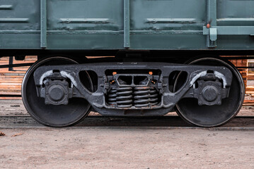 Wheel of steam train.Modern locomotive wheels.