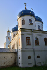 St. George's Monastery. Veliky Novgorod, Russia. Holy Cross Cathedral and Bell Tower 
