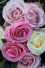 Pink,purple and white wedding roses