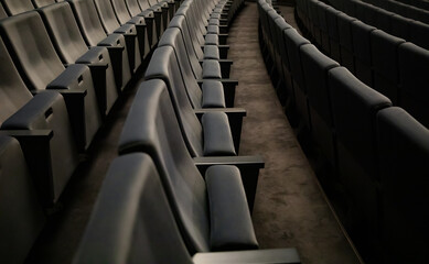 Empty dark gray seats in the theatre at lockdown