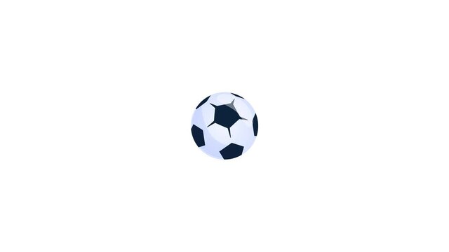 Flat looped animation of soccer ball rotation. Alpha channel included for easy use. Football looped animation.