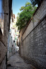 Narrow streets of Kotor Montenegro.