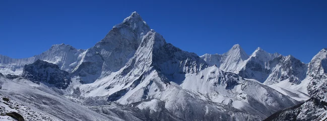 Photo sur Aluminium brossé Ama Dablam Mont Ama Dablam un matin de printemps. Scène dans le parc national de l& 39 Everest.