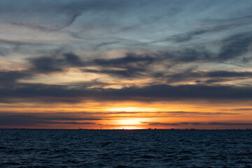Dramatic sunset sky over the sea