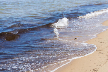 coast walk in the fine sand along the beach and beautiful waves