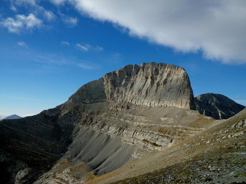 Morning view of Mytikas peak Mount Olympus Greece