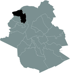 Black location map of the Brusselian Jette municipality inside the Belgian capital city of Brussels, Belgium