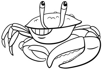 cartoon fiddler crab animal character coloring book page