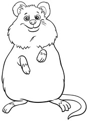 cartoon quokka comic animal character coloring book page