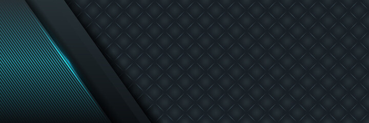 Obraz premium Dark blue abstract dynamic background with overlap layers. 3d cover science, futuristic, energy technology concept of business presentation banner for sale event night party