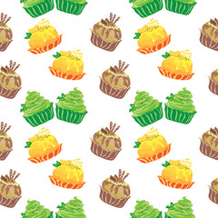 seamless pattern with sweets ice cream